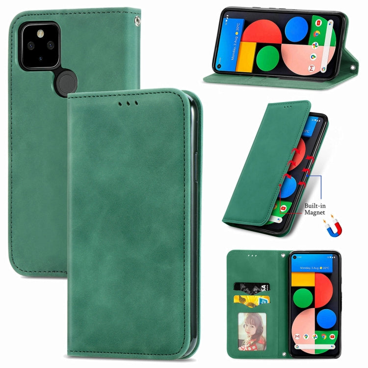 For Google Pixel 5a 5G Retro Skin Feel Business Magnetic Horizontal Flip Leather Case with Holder & Card Slots & Wallet & Photo Frame