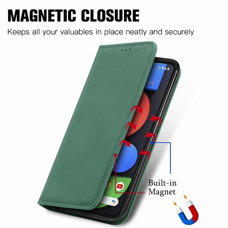 For Google Pixel 5a 5G Retro Skin Feel Business Magnetic Horizontal Flip Leather Case with Holder & Card Slots & Wallet & Photo Frame