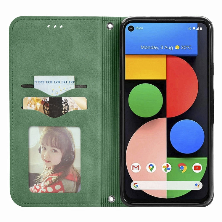 For Google Pixel 5a 5G Retro Skin Feel Business Magnetic Horizontal Flip Leather Case with Holder & Card Slots & Wallet & Photo Frame