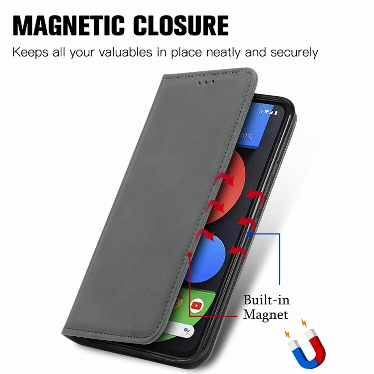 For Google Pixel 5a 5G Retro Skin Feel Business Magnetic Horizontal Flip Leather Case with Holder & Card Slots & Wallet & Photo Frame