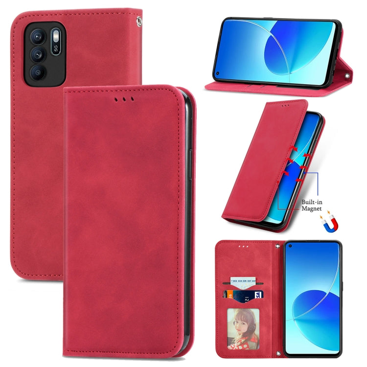 For OPPO Reno6 Z Retro Skin Feel Business Magnetic Horizontal Flip Leather Case With Holder & Card Slots & Wallet & Photo Frame
