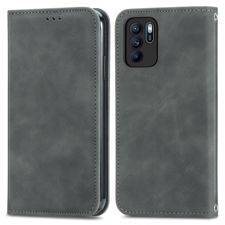 For OPPO Reno6 Z Retro Skin Feel Business Magnetic Horizontal Flip Leather Case With Holder & Card Slots & Wallet & Photo Frame