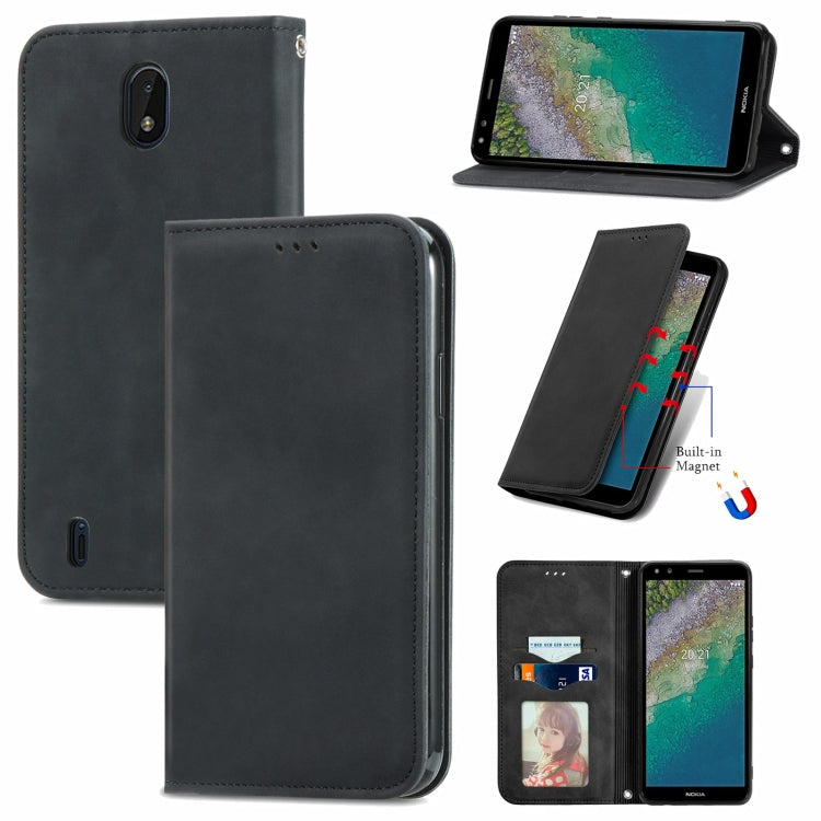 For Nokia C01 Plus Retro Skin Feel Business Magnetic Horizontal Flip Leather Case with Holder & Card Slots & Wallet & Photo Frame