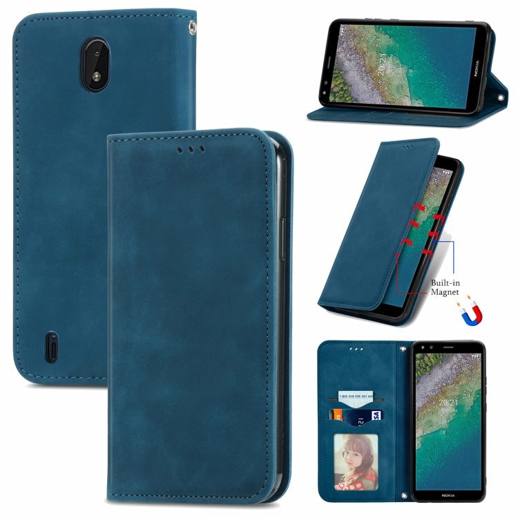For Nokia C01 Plus Retro Skin Feel Business Magnetic Horizontal Flip Leather Case with Holder & Card Slots & Wallet & Photo Frame