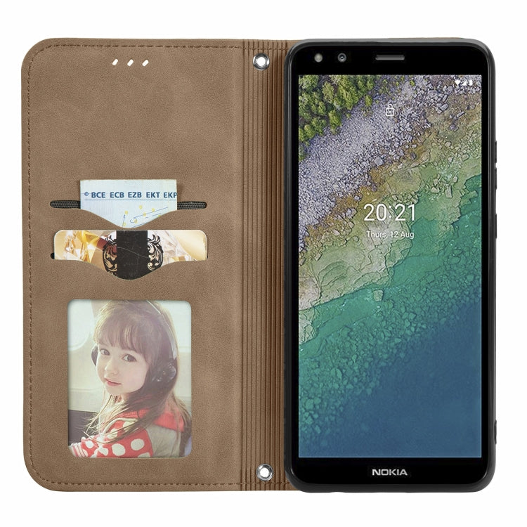 For Nokia C01 Plus Retro Skin Feel Business Magnetic Horizontal Flip Leather Case with Holder & Card Slots & Wallet & Photo Frame
