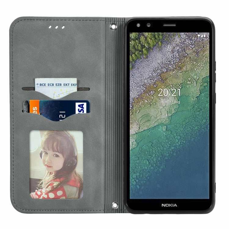 For Nokia C01 Plus Retro Skin Feel Business Magnetic Horizontal Flip Leather Case with Holder & Card Slots & Wallet & Photo Frame