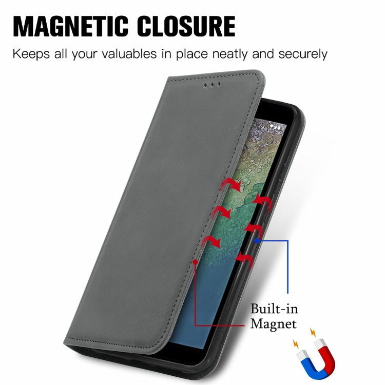 For Nokia C01 Plus Retro Skin Feel Business Magnetic Horizontal Flip Leather Case with Holder & Card Slots & Wallet & Photo Frame