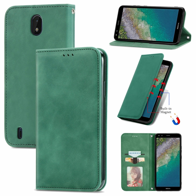 For Nokia C01 Plus Retro Skin Feel Business Magnetic Horizontal Flip Leather Case with Holder & Card Slots & Wallet & Photo Frame