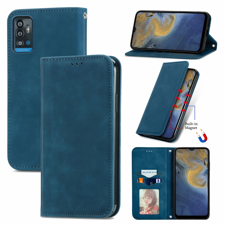For ZTE A71 Retro Skin Feel Business Magnetic Horizontal Flip Leather Case with Holder & Card Slots & Wallet & Photo Frame