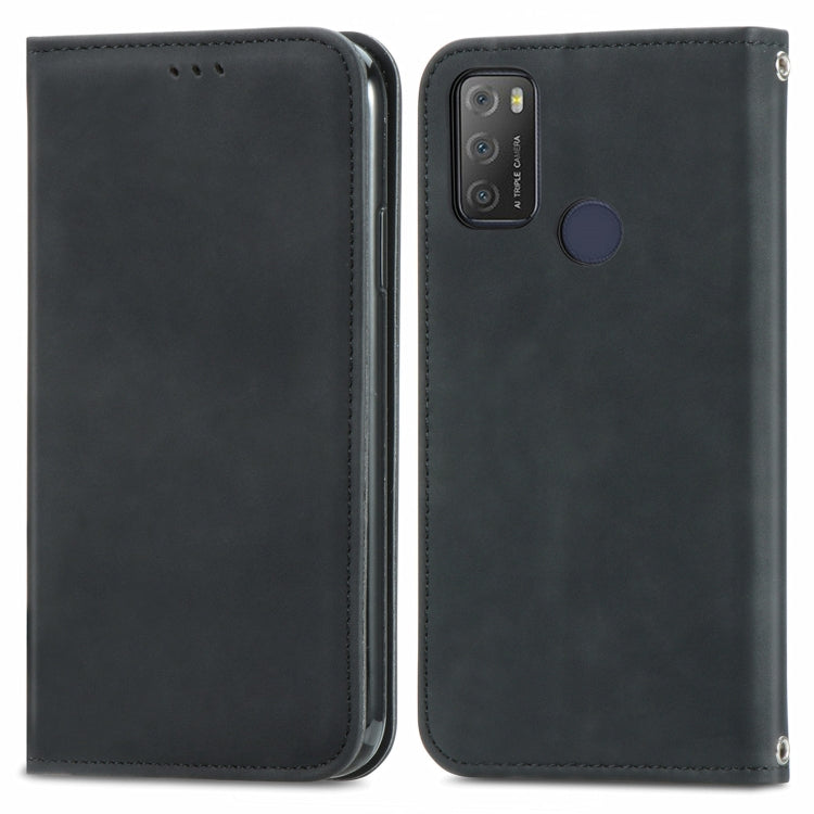 For Alcatel 1S 2021 Retro Skin Feel Business Magnetic Horizontal Flip Leather Case with Holder & Card Slots & Wallet & Photo Frame