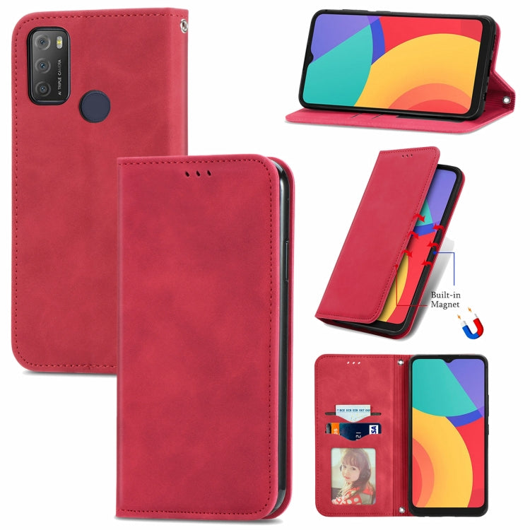 For Alcatel 1S 2021 Retro Skin Feel Business Magnetic Horizontal Flip Leather Case with Holder & Card Slots & Wallet & Photo Frame