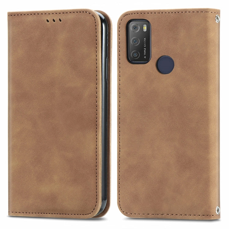 For Alcatel 1S 2021 Retro Skin Feel Business Magnetic Horizontal Flip Leather Case with Holder & Card Slots & Wallet & Photo Frame