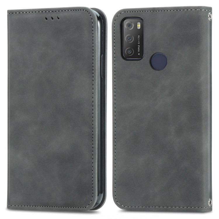 For Alcatel 1S 2021 Retro Skin Feel Business Magnetic Horizontal Flip Leather Case with Holder & Card Slots & Wallet & Photo Frame