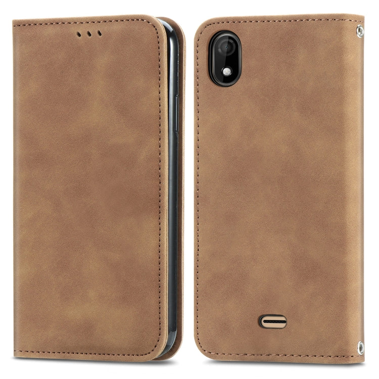 For Wiko Y61 Retro Skin Feel Business Magnetic Horizontal Flip Leather Case with Holder & Card Slots & Wallet & Photo Frame