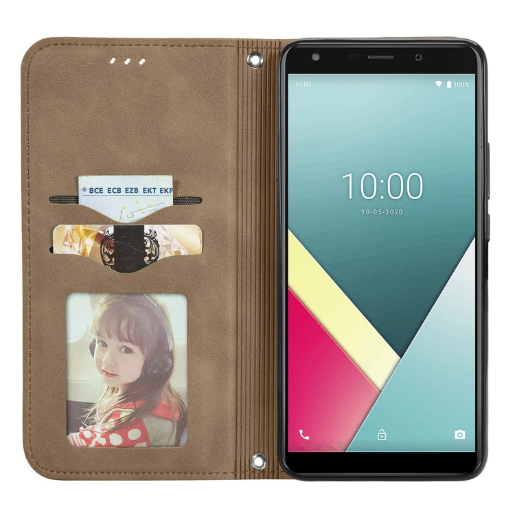 For Wiko Y61 Retro Skin Feel Business Magnetic Horizontal Flip Leather Case with Holder & Card Slots & Wallet & Photo Frame