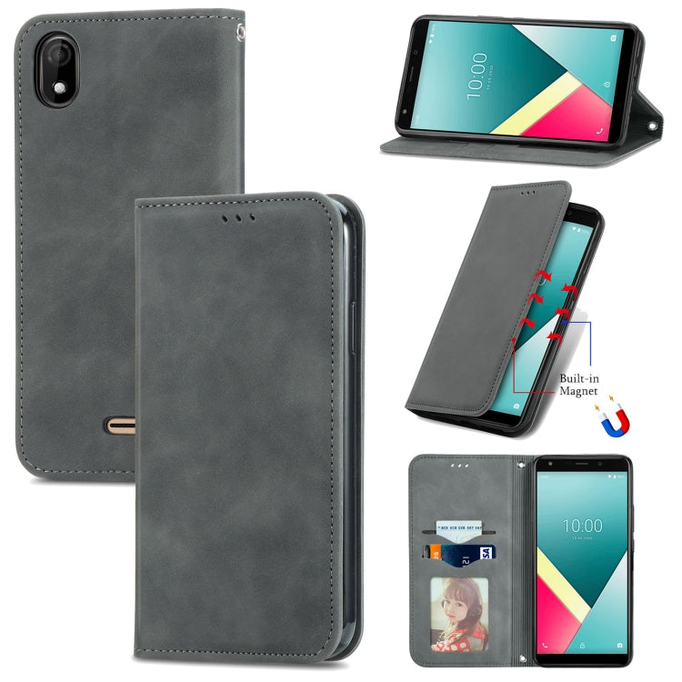 For Wiko Y61 Retro Skin Feel Business Magnetic Horizontal Flip Leather Case with Holder & Card Slots & Wallet & Photo Frame
