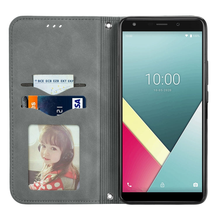For Wiko Y61 Retro Skin Feel Business Magnetic Horizontal Flip Leather Case with Holder & Card Slots & Wallet & Photo Frame