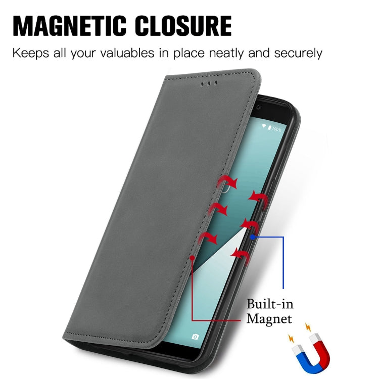For Wiko Y61 Retro Skin Feel Business Magnetic Horizontal Flip Leather Case with Holder & Card Slots & Wallet & Photo Frame