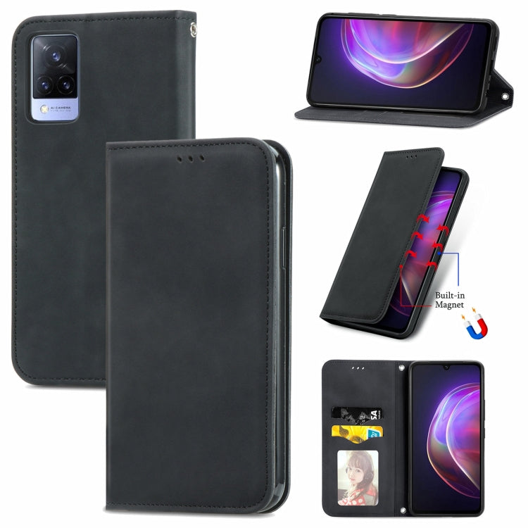 For vivo V21 Retro Skin Feel Business Magnetic Horizontal Flip Leather Case with Holder & Card Slots & Wallet & Photo Frame