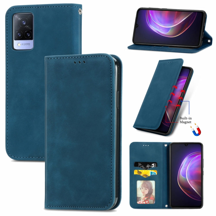 For vivo V21 Retro Skin Feel Business Magnetic Horizontal Flip Leather Case with Holder & Card Slots & Wallet & Photo Frame