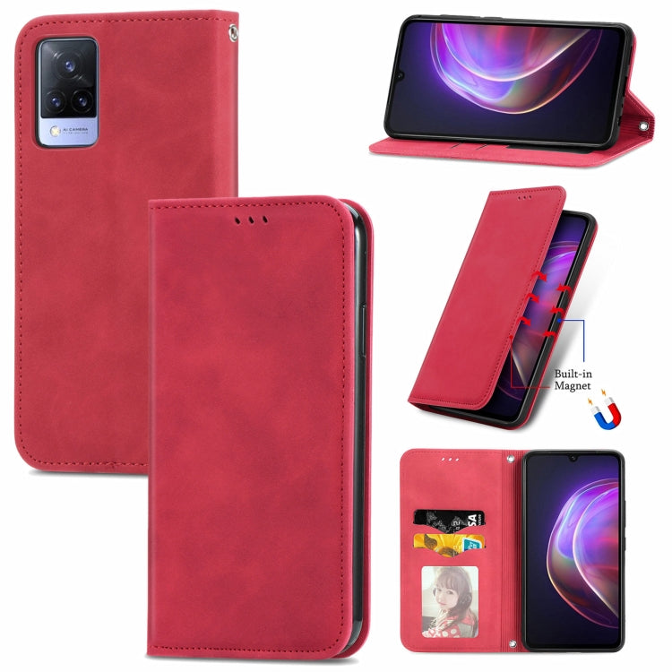 For vivo V21 Retro Skin Feel Business Magnetic Horizontal Flip Leather Case with Holder & Card Slots & Wallet & Photo Frame