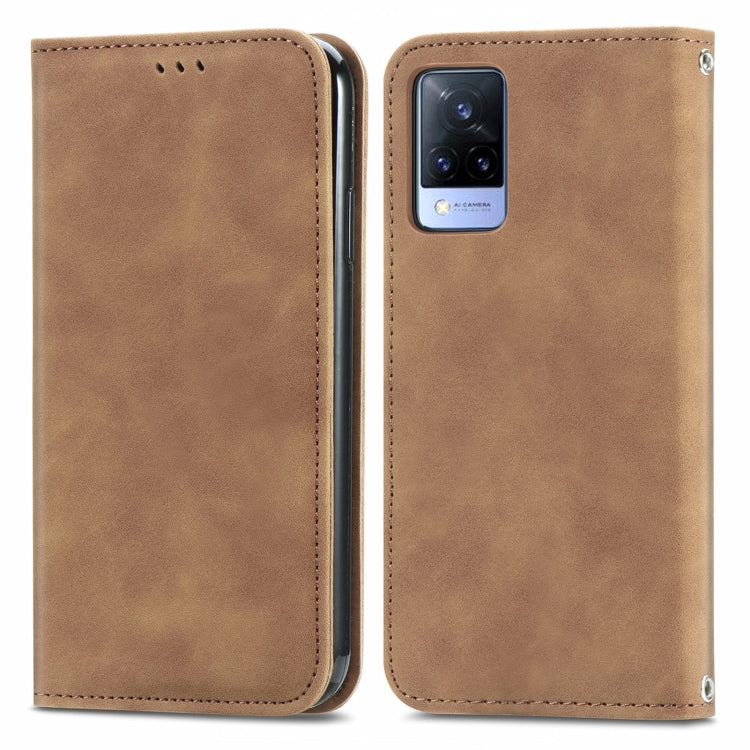 For vivo V21 Retro Skin Feel Business Magnetic Horizontal Flip Leather Case with Holder & Card Slots & Wallet & Photo Frame