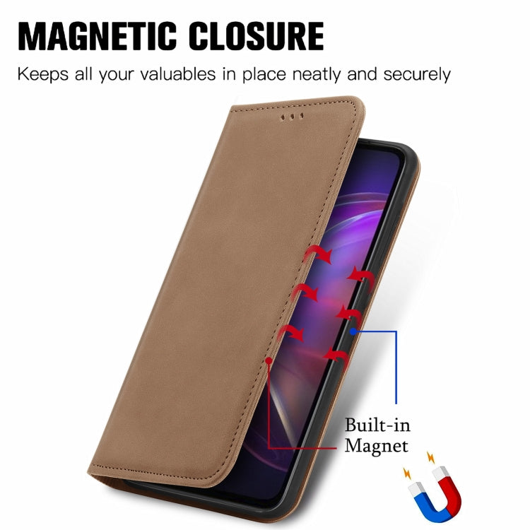 For vivo V21 Retro Skin Feel Business Magnetic Horizontal Flip Leather Case with Holder & Card Slots & Wallet & Photo Frame