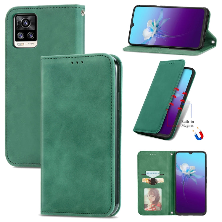 For vivo V20 2021 Retro Skin Feel Business Magnetic Horizontal Flip Leather Case with Holder & Card Slots & Wallet & Photo Frame