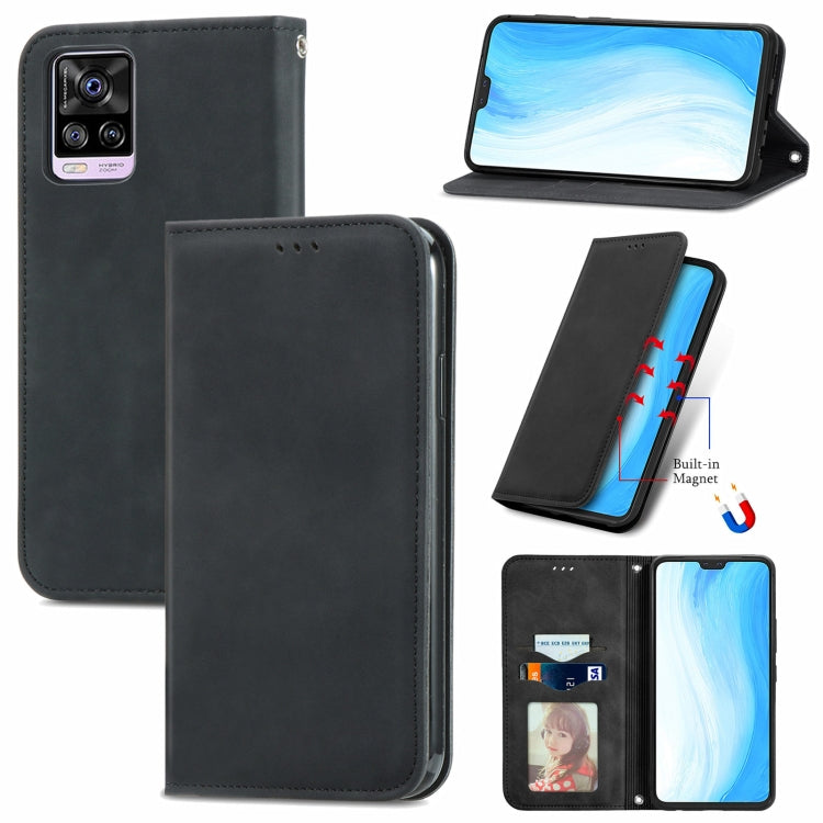 For vivo S7 Retro Skin Feel Business Magnetic Horizontal Flip Leather Case with Holder & Card Slots & Wallet & Photo Frame