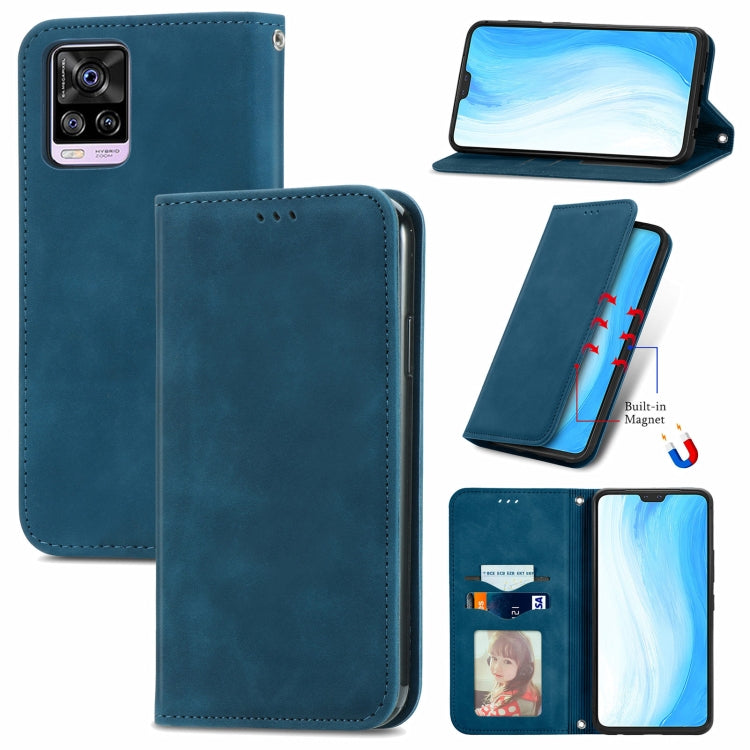 For vivo S7 Retro Skin Feel Business Magnetic Horizontal Flip Leather Case with Holder & Card Slots & Wallet & Photo Frame