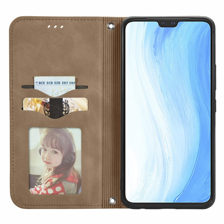For vivo S7 Retro Skin Feel Business Magnetic Horizontal Flip Leather Case with Holder & Card Slots & Wallet & Photo Frame