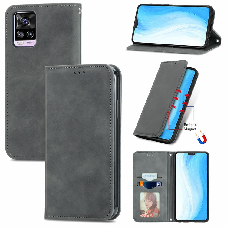 For vivo S7 Retro Skin Feel Business Magnetic Horizontal Flip Leather Case with Holder & Card Slots & Wallet & Photo Frame
