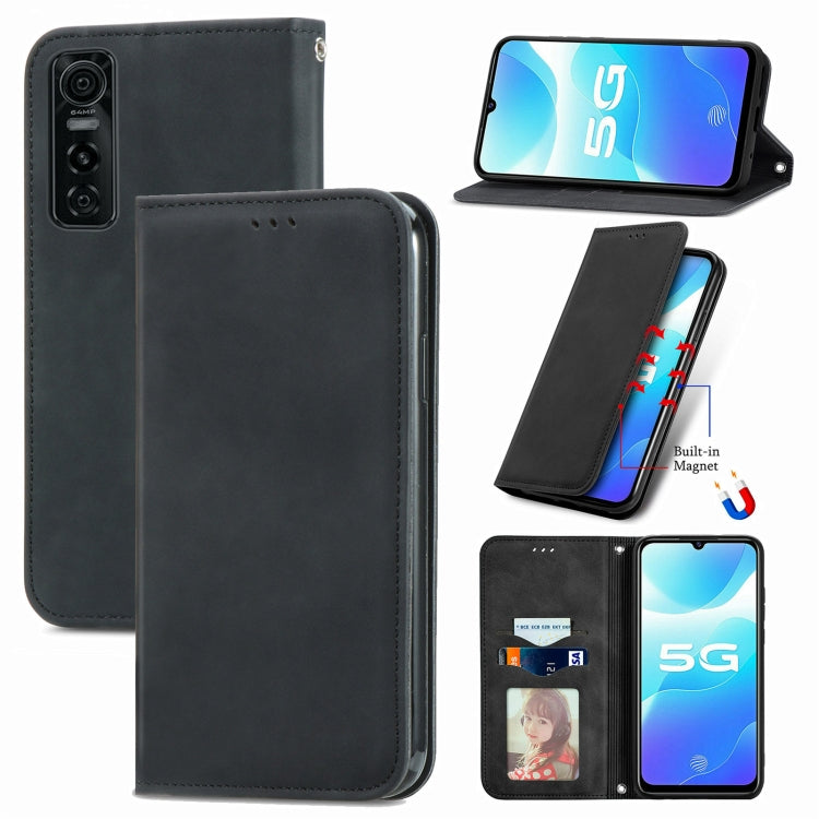 For vivo S7 E Retro Skin Feel Business Magnetic Horizontal Flip Leather Case with Holder & Card Slots & Wallet & Photo Frame