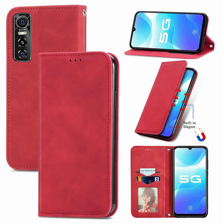 For vivo S7 E Retro Skin Feel Business Magnetic Horizontal Flip Leather Case with Holder & Card Slots & Wallet & Photo Frame