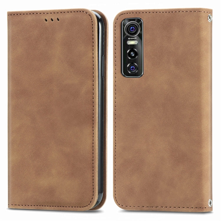 For vivo S7 E Retro Skin Feel Business Magnetic Horizontal Flip Leather Case with Holder & Card Slots & Wallet & Photo Frame