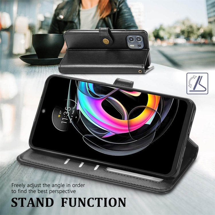 For Motorola Edge 20 Lite Solid Color Leather Buckle Phone Case with Lanyard & Photo Frame & Card Slot & Wallet & Stand Function