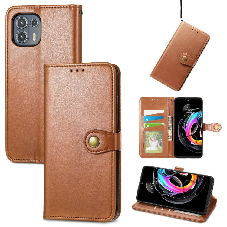 For Motorola Edge 20 Lite Solid Color Leather Buckle Phone Case with Lanyard & Photo Frame & Card Slot & Wallet & Stand Function