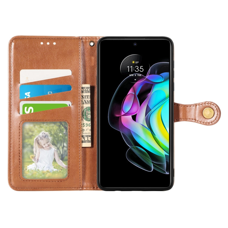 For Motorola Edge 20 Solid Color Leather Buckle Phone Case with Lanyard & Photo Frame & Card Slot & Wallet & Stand Function