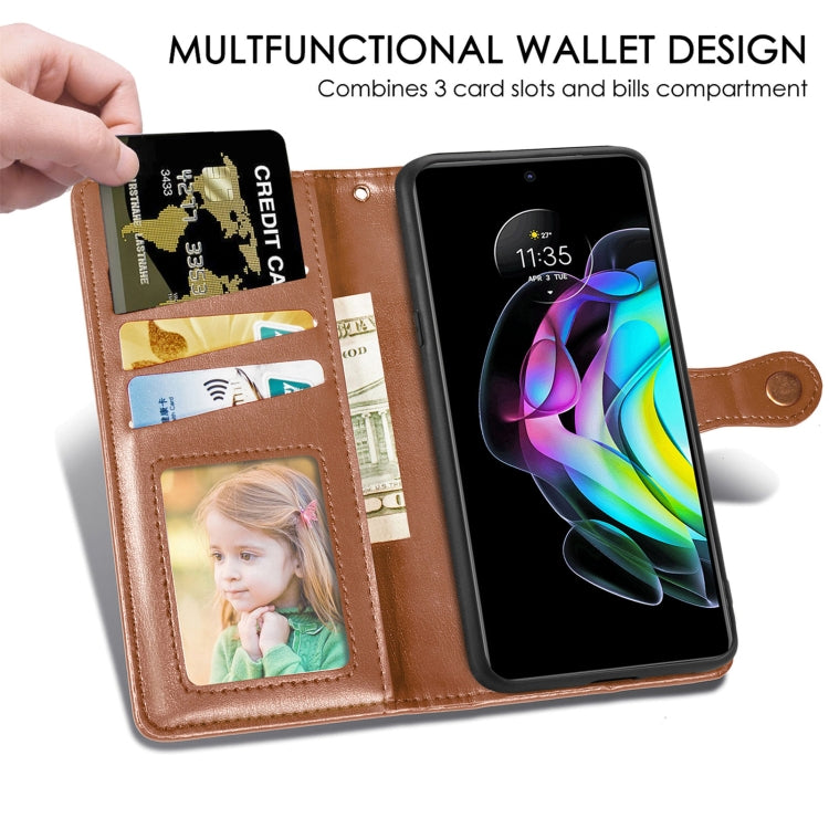 For Motorola Edge 20 Solid Color Leather Buckle Phone Case with Lanyard & Photo Frame & Card Slot & Wallet & Stand Function