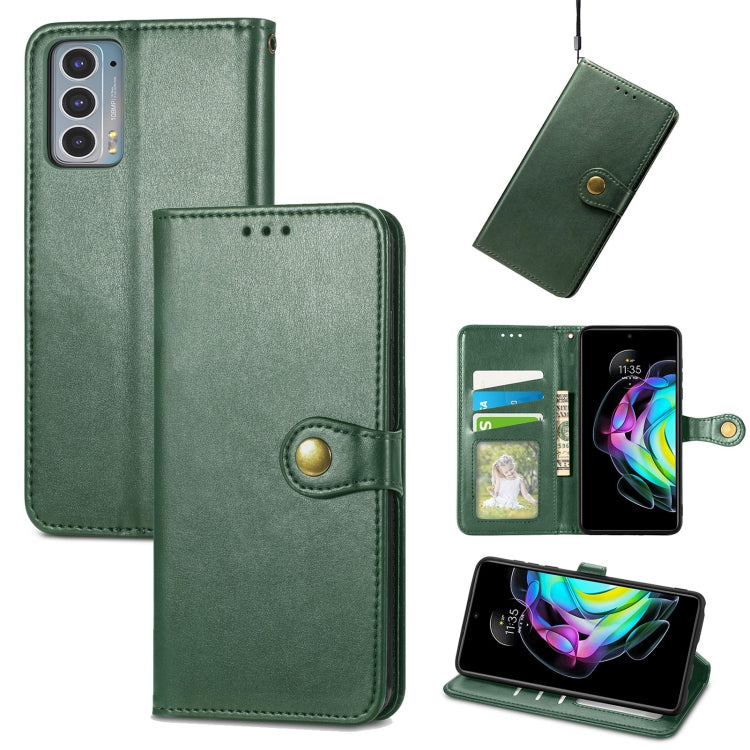 For Motorola Edge 20 Solid Color Leather Buckle Phone Case with Lanyard & Photo Frame & Card Slot & Wallet & Stand Function