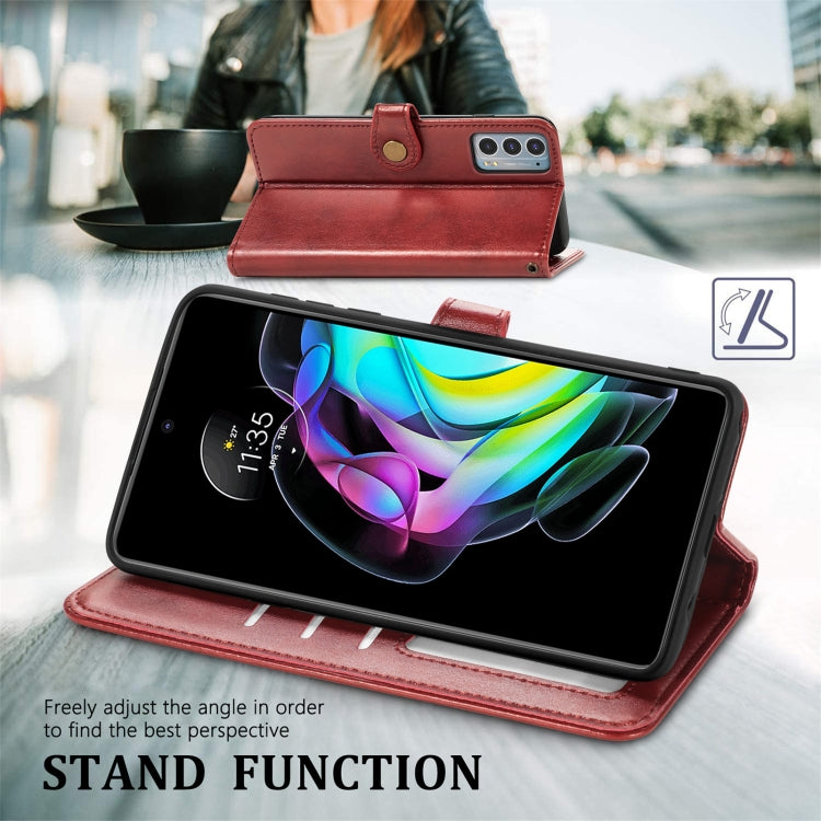 For Motorola Edge 20 Solid Color Leather Buckle Phone Case with Lanyard & Photo Frame & Card Slot & Wallet & Stand Function