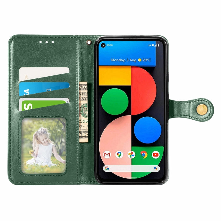 For Google Pixel 5a 5G Solid Color Leather Buckle Phone Case with Lanyard & Photo Frame & Card Slot & Wallet & Stand Function