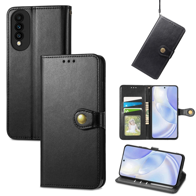 For Huawei Nova 8 SE Youth Solid Color Leather Buckle Phone Case with Lanyard & Photo Frame & Card Slot & Wallet & Stand Function