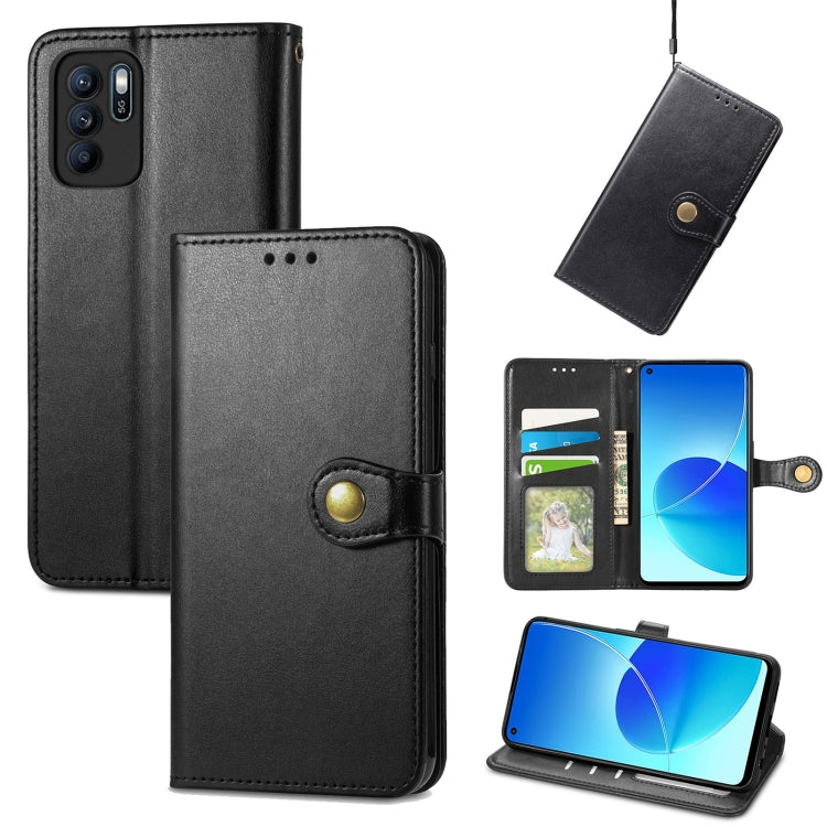 For OPPO Reno6 Z Solid Color Leather Buckle Phone Case with Lanyard & Photo Frame & Card Slot & Wallet & Stand Function
