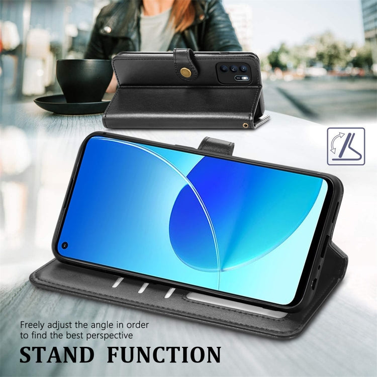 For OPPO Reno6 Z Solid Color Leather Buckle Phone Case with Lanyard & Photo Frame & Card Slot & Wallet & Stand Function