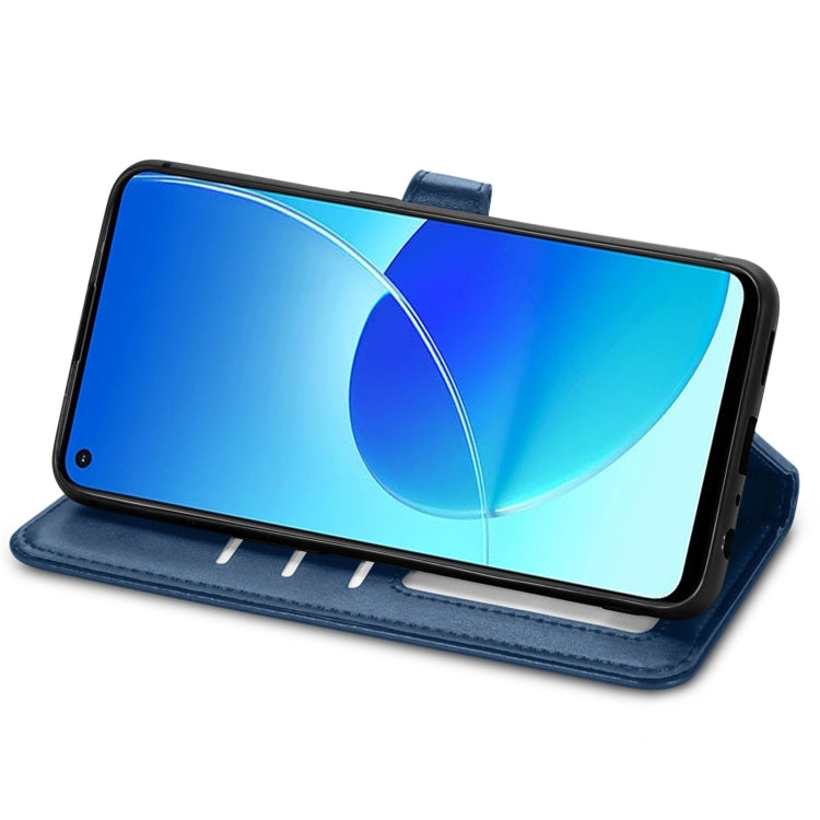 For OPPO Reno6 Z Solid Color Leather Buckle Phone Case with Lanyard & Photo Frame & Card Slot & Wallet & Stand Function