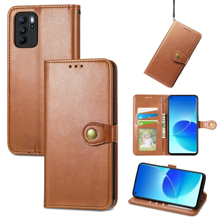 For OPPO Reno6 Z Solid Color Leather Buckle Phone Case with Lanyard & Photo Frame & Card Slot & Wallet & Stand Function