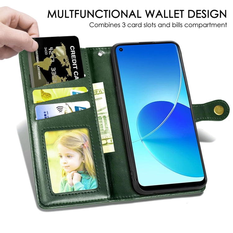 For OPPO Reno6 Z Solid Color Leather Buckle Phone Case with Lanyard & Photo Frame & Card Slot & Wallet & Stand Function