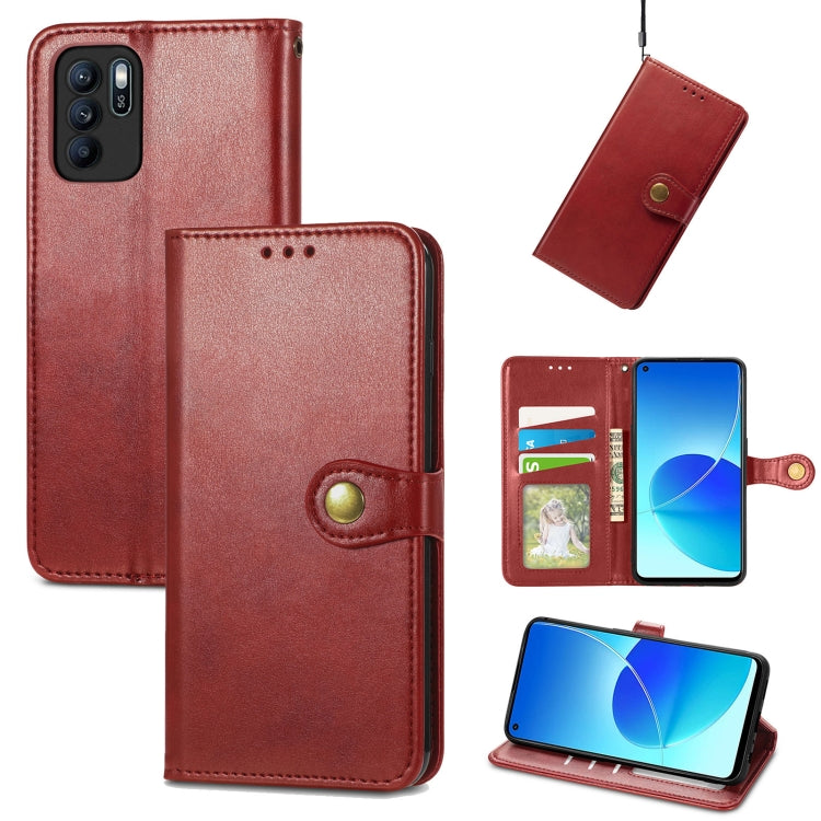 For OPPO Reno6 Z Solid Color Leather Buckle Phone Case with Lanyard & Photo Frame & Card Slot & Wallet & Stand Function