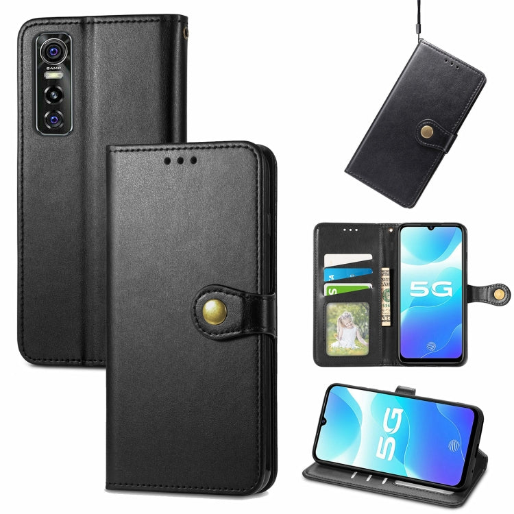 For vivo S7e Solid Color Leather Buckle Phone Case